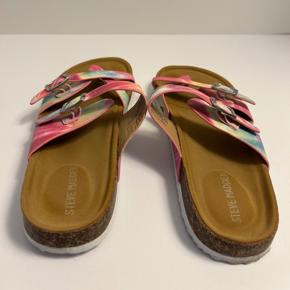 Steve Madden Pink Tie Dye Crisscross Platform Sandals for Girls Size 4 Beach! - Picture 4 of 5